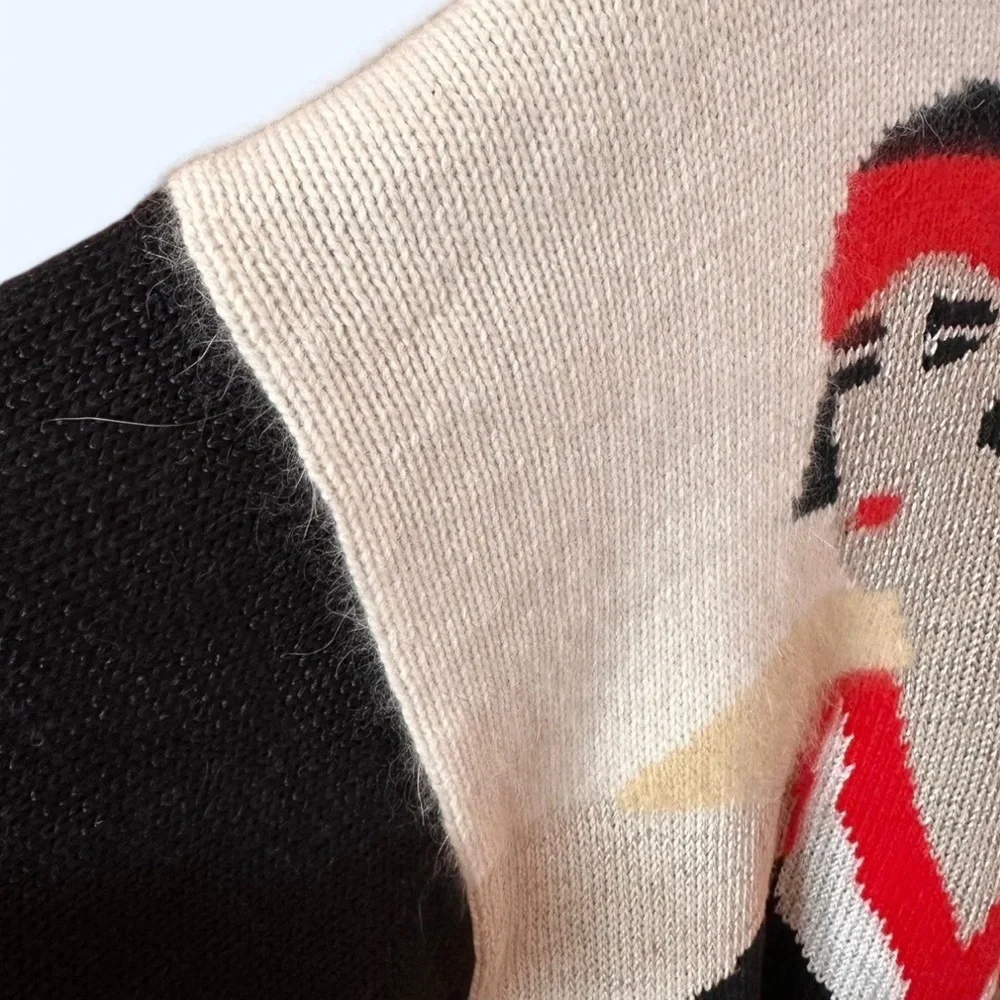 80s vintage black and red tennis sweater ptp 21 - Picture 4 of 10